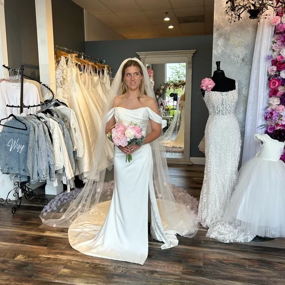 Sophia Tolli Off-Shoulder White Wedding Dress - Picture 2 of 4